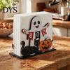 Halloween Paper Towel Holder Ghost Wooden Napkin Holder, Cute Decorative Soft Furnishings for Home Stand, Freestanding Tissue Dispenser Organizer