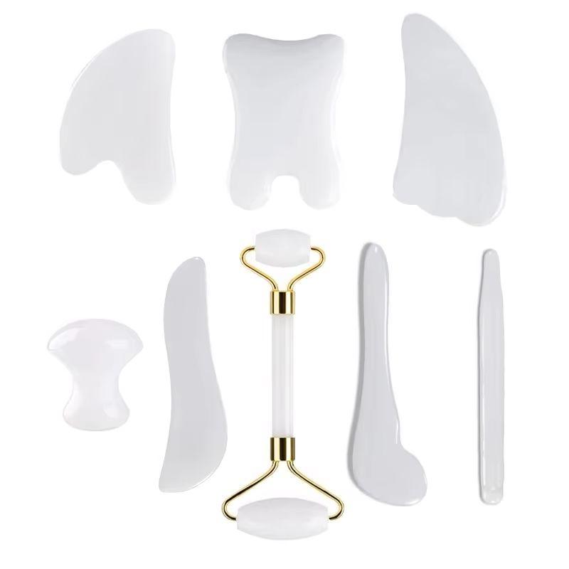 White Jade Gua Sha Board Jade Roller Massager Facial Skin Care Gouache Scraper Acupuncture SPA Skin Care Massage Tools