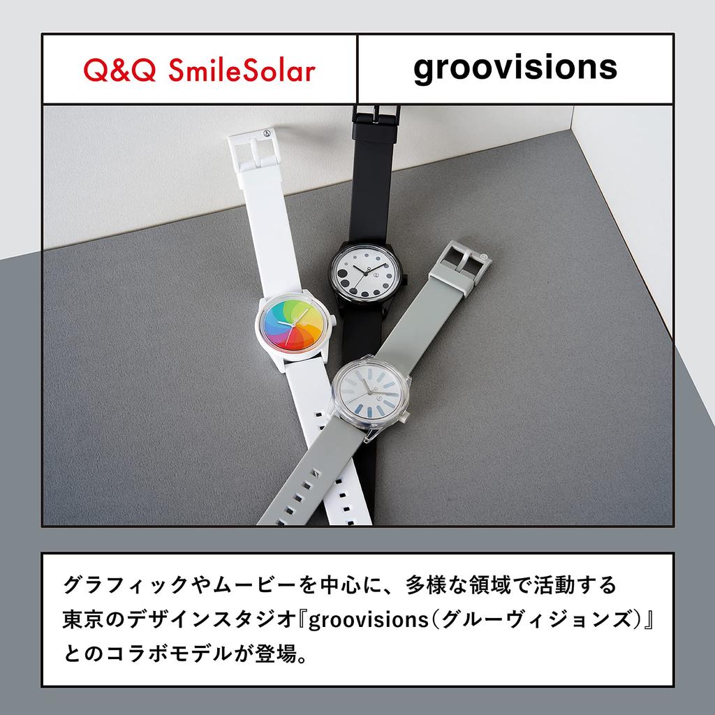 SmileSolar Solar Solar GROOVISIONS Уретан RP26J811 Белый Q&Q Часы, На батарейке, Аналоговые, GRV3013, Водонепроницаемые, Ремешок,
