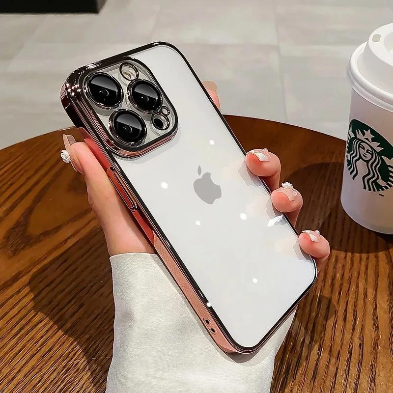 Модные защитные чехлы для объектива камеры для iPhone 15 14 13 12 11 Pro Max 8Plus X XS 7, прозрачный мягкий силиконовый противоударный чехол