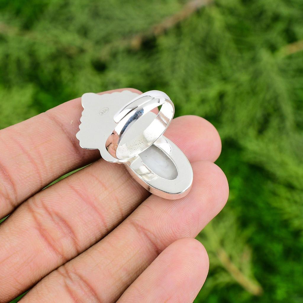 Oval Zebra Jasper Gemstone 925 Sterling Silver Solitaire Daughter Ring Jewelry