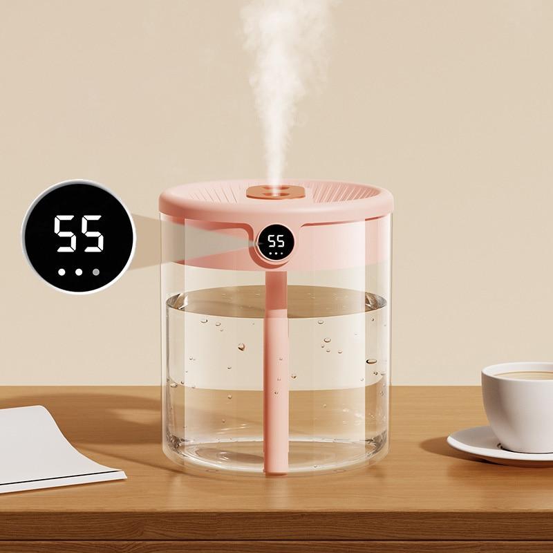 2L Double Nozzle Air Humidifier With LCD Humidity Display Large Capacity Aroma Essential Oil Diffuser For Home Bedroom