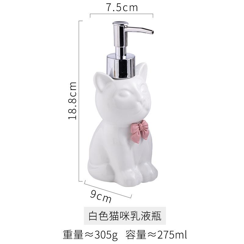 Modern Black White Cat and Dog Ceramic Lotion Bottle Home Disinfectant Refill Bottle Bathroom Accessory 3D Animal Soap Dispenser