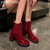 Массивные кожаные женские ботильоны, модные зимние туфли на высоком каблуке, новый бренд 2025 года, трендовые сексуальные готические туфли-лодочки, дизайнерские Botas De Mujer