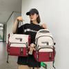 Студенческий школьный рюкзак с цветными блоками, женский рюкзак с буквенным принтом, мужской легкий рюкзак