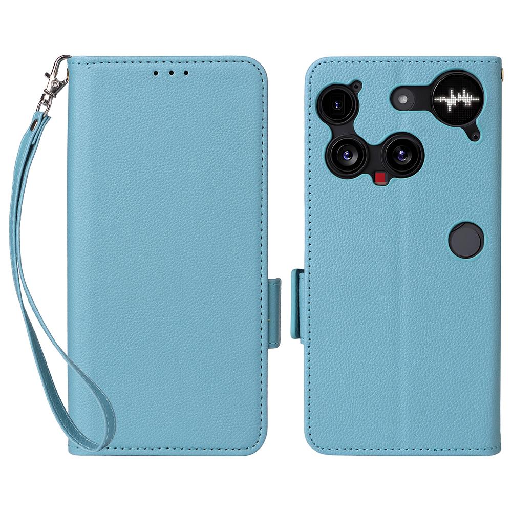 For Nothing Phone (3) 5G Case with Wrist Strap Litchi Texture PU Leather Wallet Phone Cover