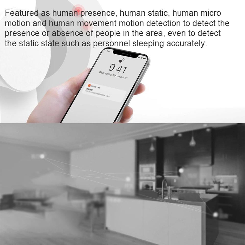 Интеллектуальный детектор присутствия человека Tuya Zigbee, потолочное устройство обнаружения присутствия человеческого тела, высокое