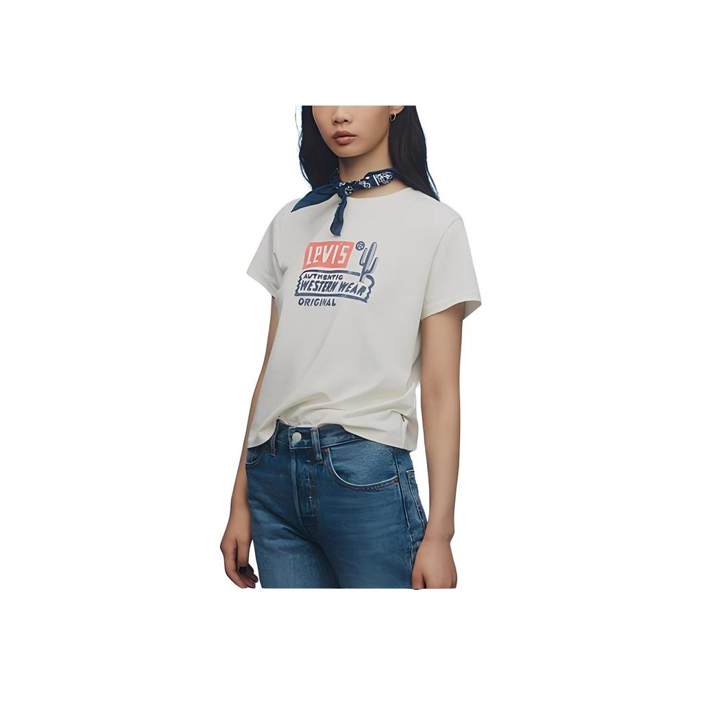 Женская футболка Levis с цветными блоками и принтом букв, удобная, с коротким рукавом, белая A9276-0000