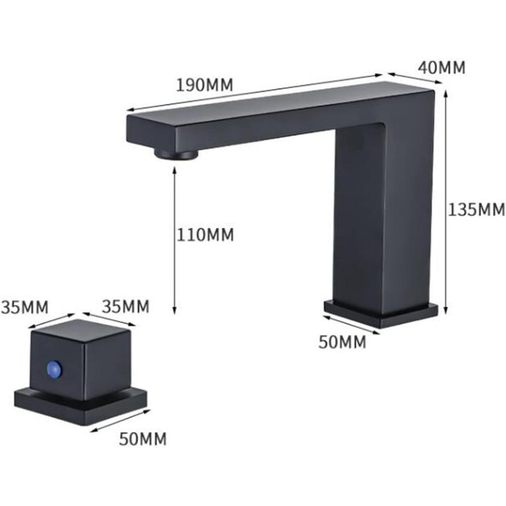 3 Hole Basin Taps, Bathroom Basin Mixer Tap Brass Cold and Hot Water Split Bathroom Basin Taps-Black Efficency