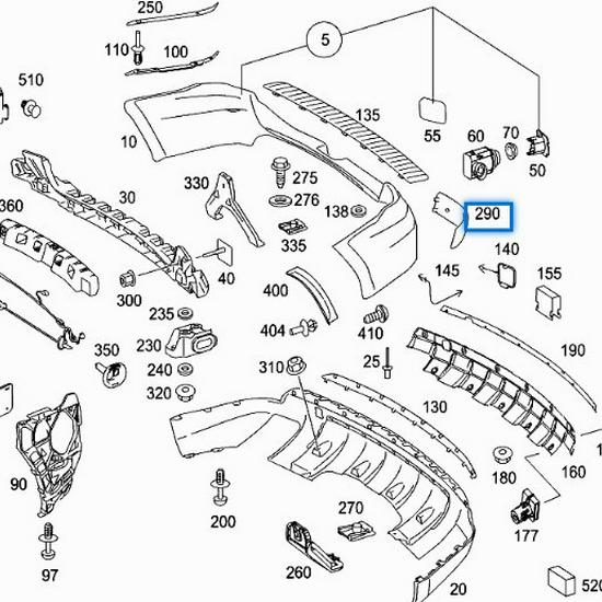 1648200374 1648200674 Совместимый отражатель для Mercedes-Benz W164 GL задний бампер