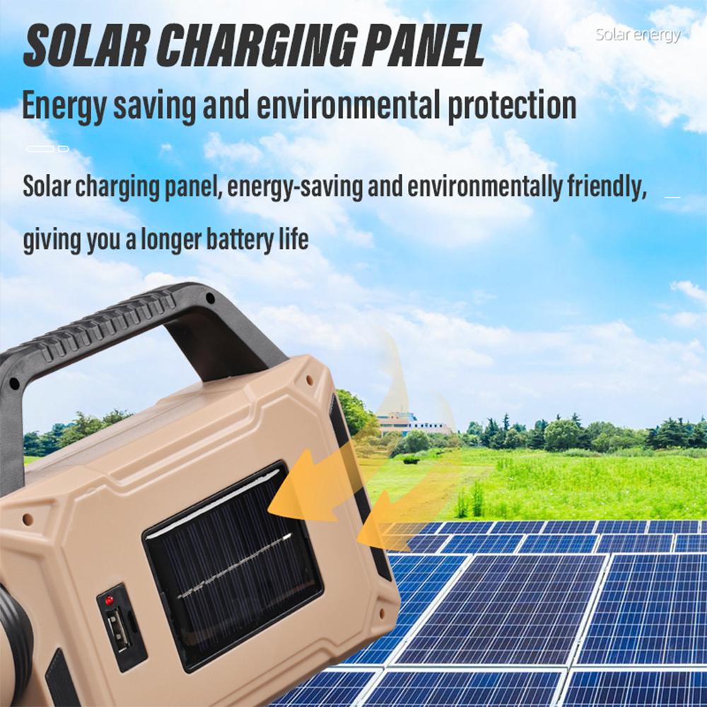Сверхъяркий светодиодный фонарик, мощный поисковый фонарь, перезаряжаемый переносной фонарь, уличный фонарь для кемпинга с солнечной панелью для зарядки