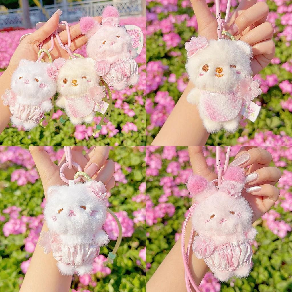 Cherry Blossom Bear Rabbit Cat Plush Keyring For Teen Girls And Collectors