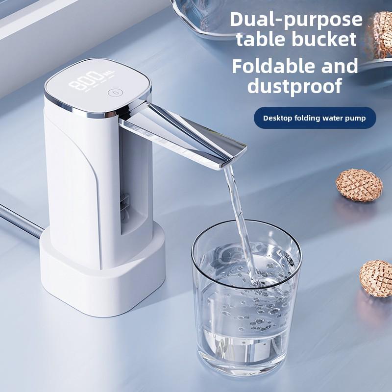 Foldable Electric Water Dispenser: Dual-Purpose Automatic Pump for Table & Bucket.