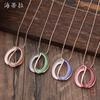 Hollow Oval Alloy Pendant, Simple Color Painting Oil-shaped Women's Versatile Personalized Necklace
