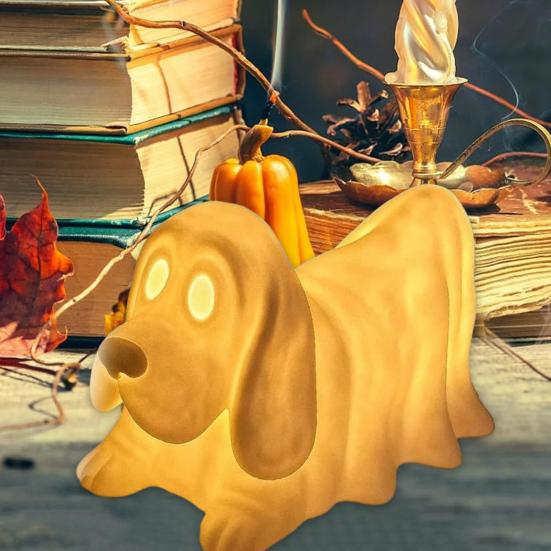 Dog Ghost Lamp Halloween Dachshund Ghost Night Light Desktop LED Puppy Decoration Mantel Bedside Ghost Light Gift for Dog Lovers