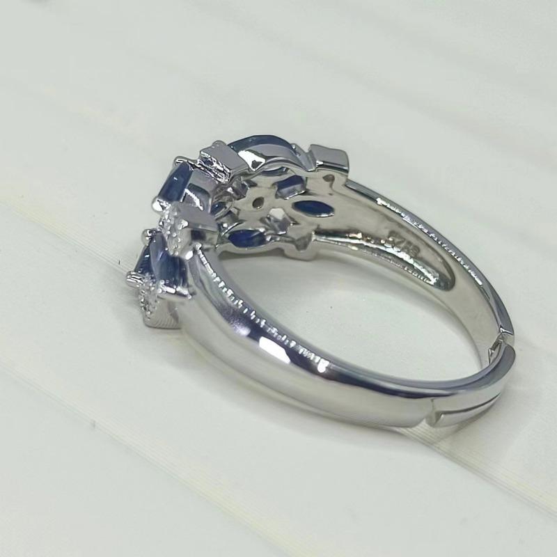 Sace Gems Кольца из стерлингового серебра 925 пробы с изменяемым размером 2*5 мм с натуральным сапфиром для женщин, ювелирные изделия для помолвки, коктейля и вечеринки