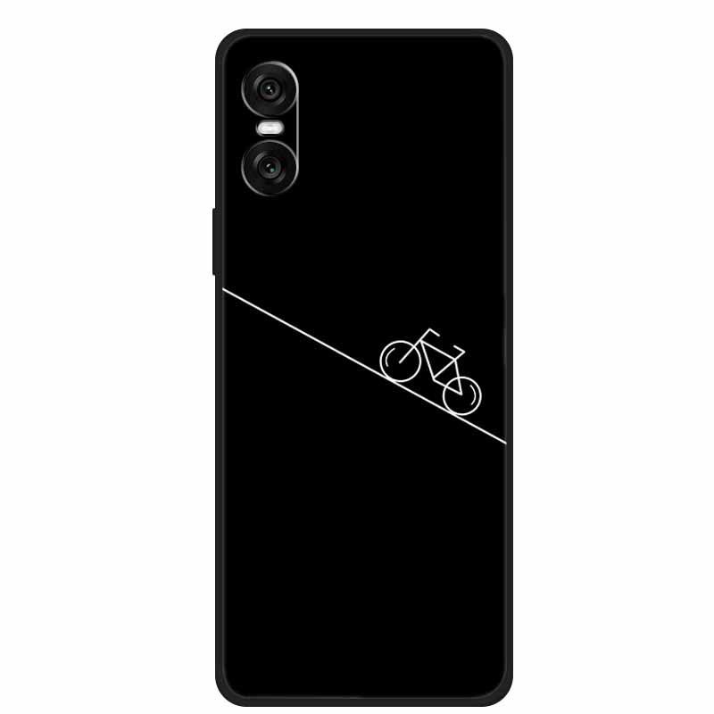 Совместимый чехол для телефона Sony 10 VI 2024 - Черный ТПУ с полым дизайном из простых линий
