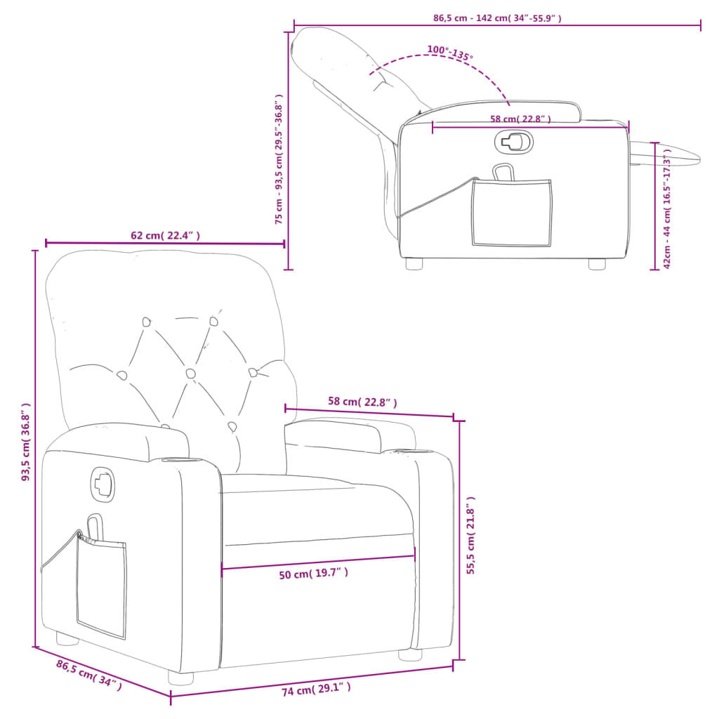 Massage Chair Dark Brown Fabric