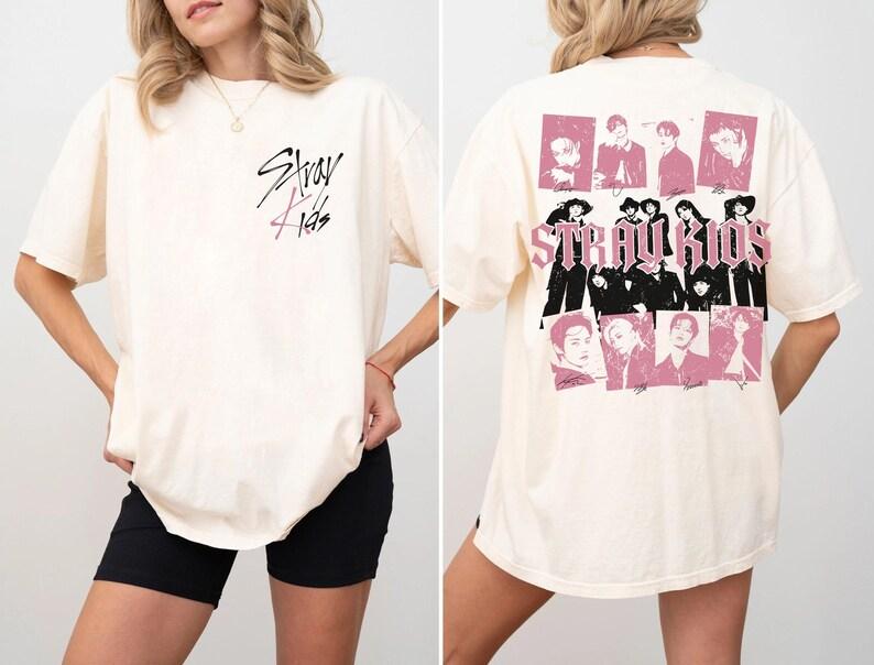 Двусторонняя футболка Stray Kids, K-pop футболка Stray Kids, Футболка Straykids, Подарки для фанатов K-pop музыки, Футболка на день рождения Straykids, K-pop футболка для детей и молодежи