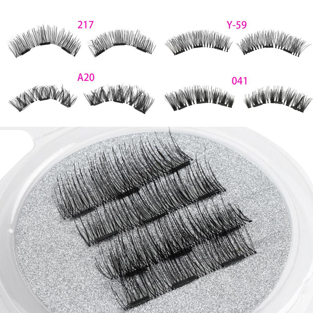 SK SKONHED 4 Pcs Sexy Long Cilia Glue-free Triple Magnet Extension Tools False Eyelashes Cross Wispy