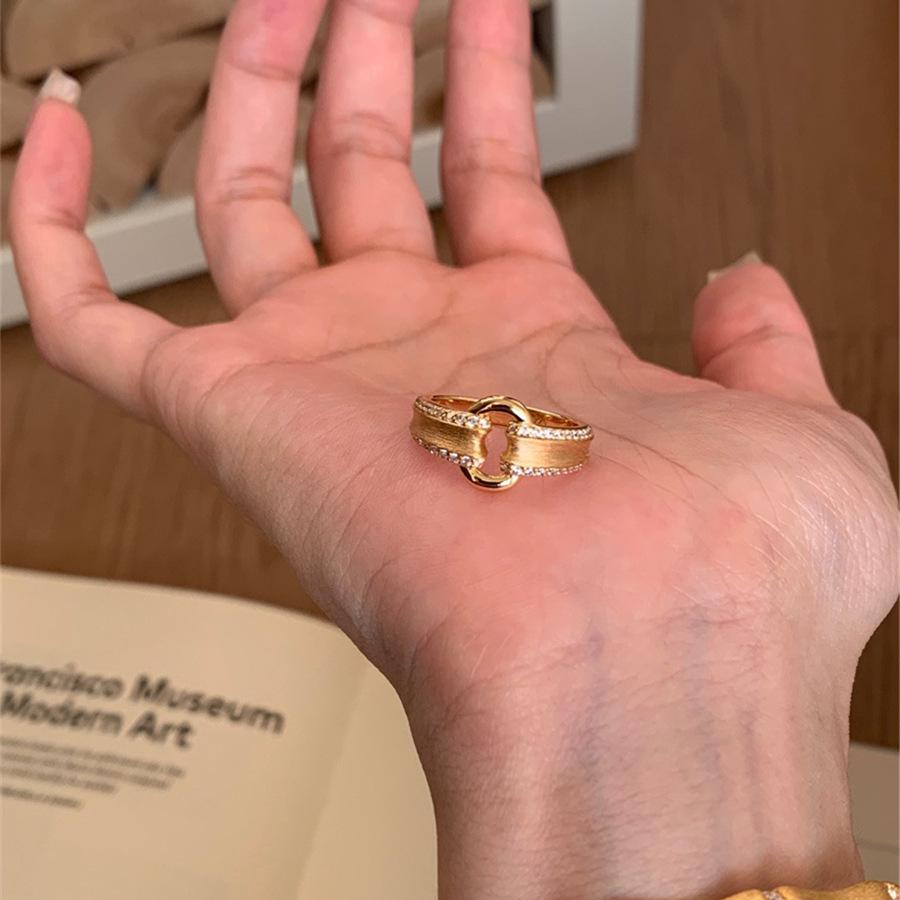 Women's Vintage Gold Brushed Adjustable Ring with Medieval Style Design