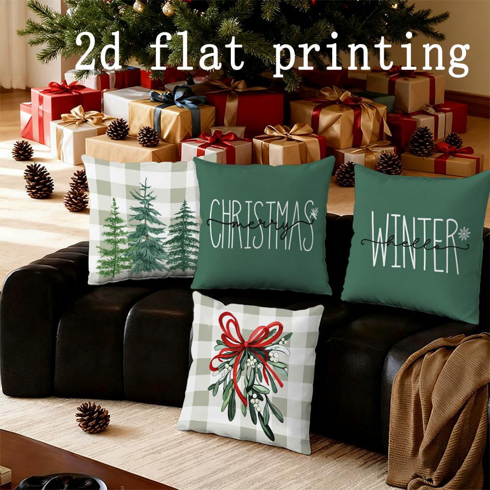 Home Decor Christmas & Winter Themed Decorative Pattern Cushion Cover Suitable for Sofa Bedroom Car Pillow Cover