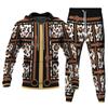 Винтажная роскошная леопардовая цепочка с 3D принтом толстовка + брюки 2 шт. костюмы для мужчин и женщин повседневная спортивная одежда для пар спортивный костюм комплекты одежды S-6XL