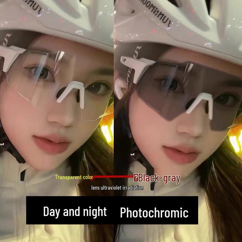 White Frame Photochromic Cycling Glasses - Day & Night UV Protection for Men & Women