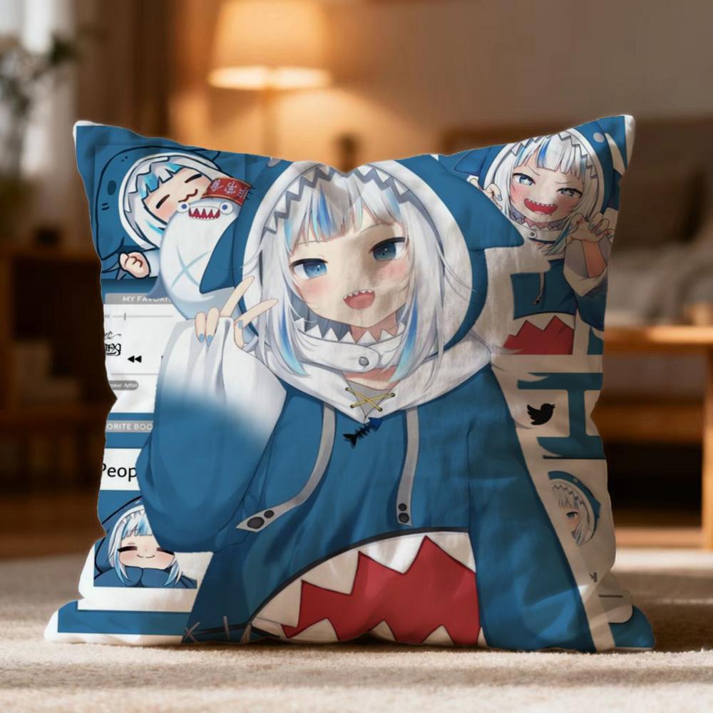 Popular G-GGawr Gura Cushion Cover Soft Washable Pillow Case Multi-Scene for Couch Bed Travel Office Use
