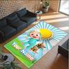 Personalized Crystal Velvet Carpet Custom Name Text,Cocomelon Anti Slip Area Rug For Home Decoration