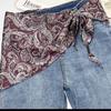 Retro Paisley Silk Triangle Scarf for Women – Versatile Waist and Jeans Accessory