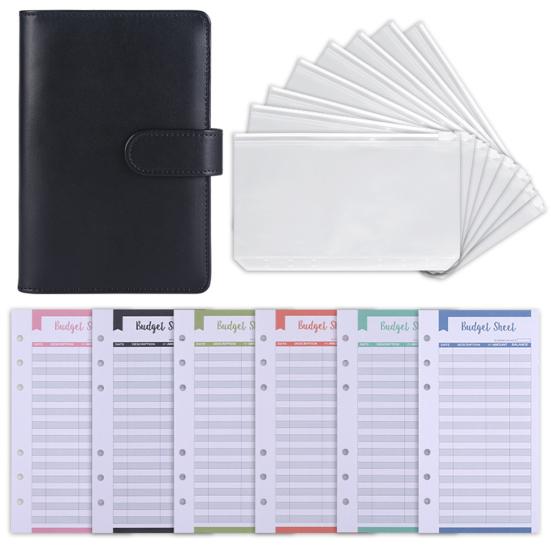 1 Set Budget Book Loose Leaf Multi-use Faux Leather Money Saving Schedule Planner for School