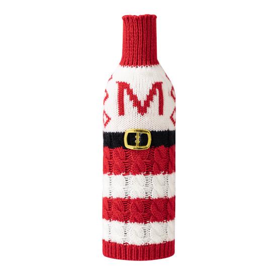Рождественский чехол для бутылки вина, многоразовый вязаный чехол с буквами, праздничный декор стола