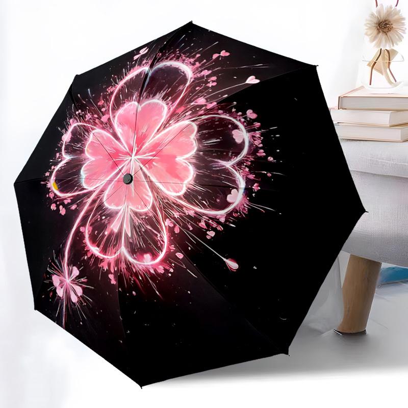 1pc Floral Sparkle Automatic Open/Close Umbrella Compact Folding Umbrella, All-Season Portable Umbrella for Women/Men124