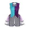 Женский комбинезон Mad Cosplay S-3XL Color Blocking С пайетками Полосатый Пэчворк Клетка Галстук-бабочка Многоярусный Тюлевая отделка Вырез Комбинезон для Хэллоуина