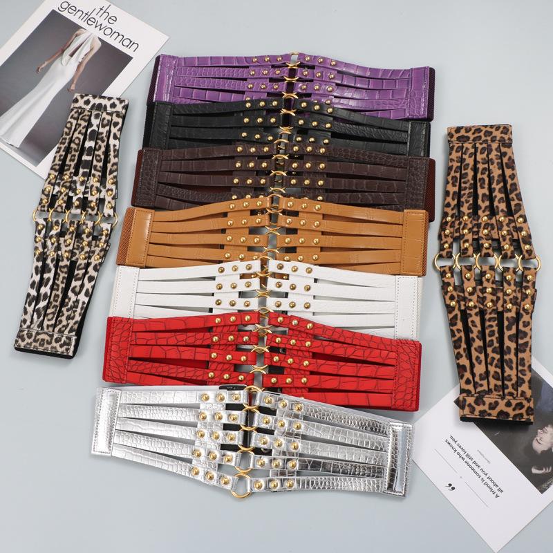 Европейский и американский ретро ивовые гвозди полое кольцо мода декоративное платье пальто искусственная кожа широкий пояс с уплотнителем пояс для женщин