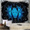 Celestial Sun Moon Face Tapestry, Boho Mystic Wall Hanging, Aesthetic Bedroom Dorm Home Decor