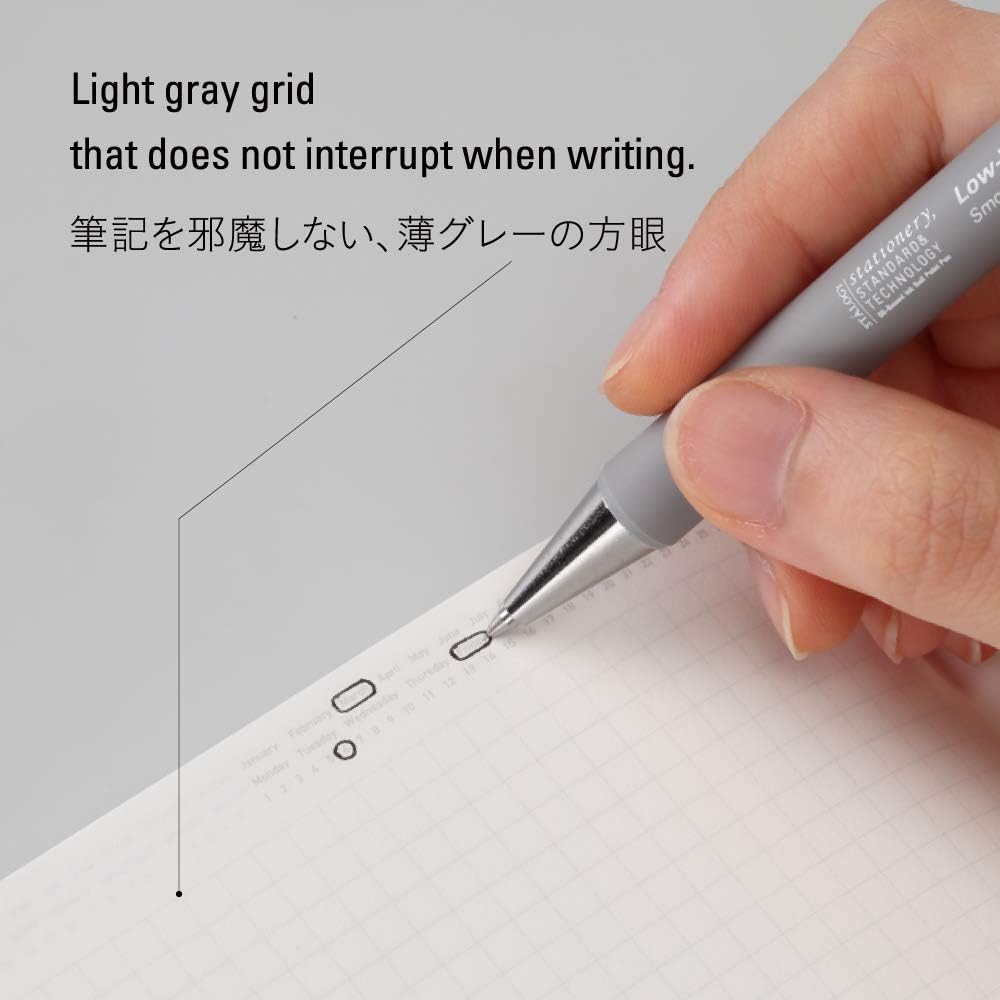 Nitoms STALOGY Notebook, A5 Grid, 1/2 Year Notebook, Black, S4108