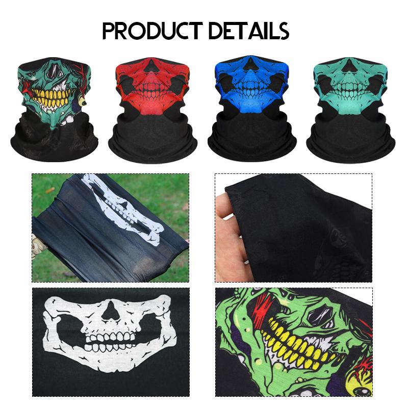 3PCS Bike Face Mask Bicycle Skull Wrap Scarf Motorcycle Mask Helmet Face Shield Washable Headband Breathable Cycling Equipment