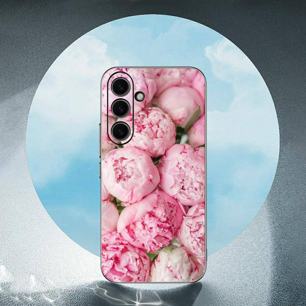 Элегантный Розовый Цветок Пион Для Samsung Galaxy S25 S24 S23 Ultra S22 S21 Plus S20 Черный Мягкий Силиконовый Защитный Чехол
