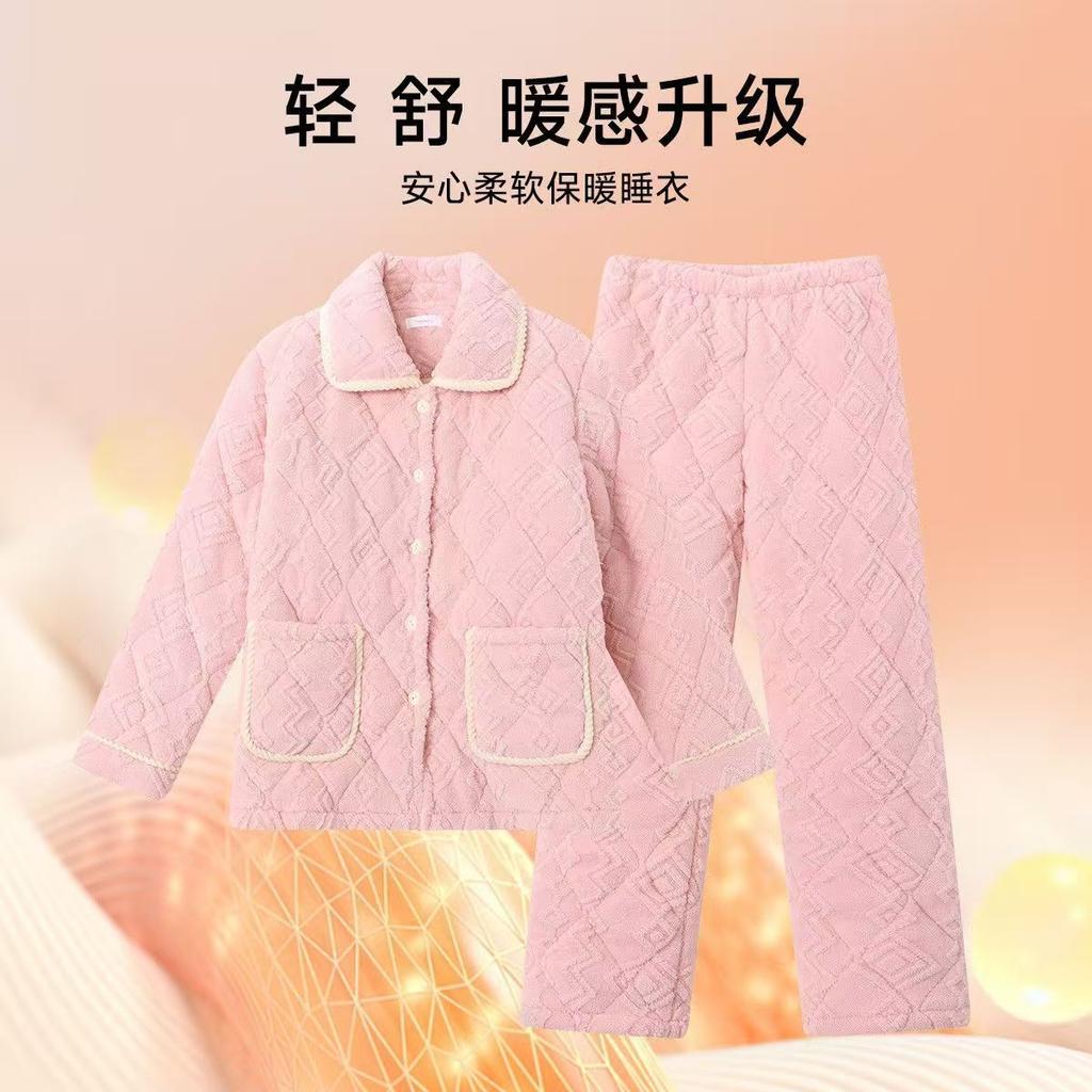 Женский костюм из кораллового флиса с подкладкой, трехслойный утолщенный, можно носить на улице, осенне-зимняя домашняя одежда, зимний флис, теплый