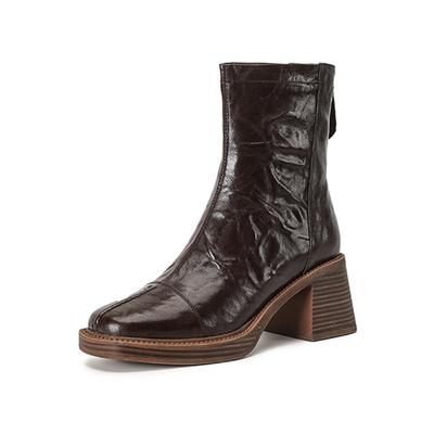 Винтажные модные ботинки на квадратном каблуке, мягкие ботинки челси, короткие ботинки