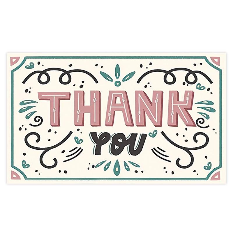 Black Thank You Greeting Cards, 50 Sheets/Pack