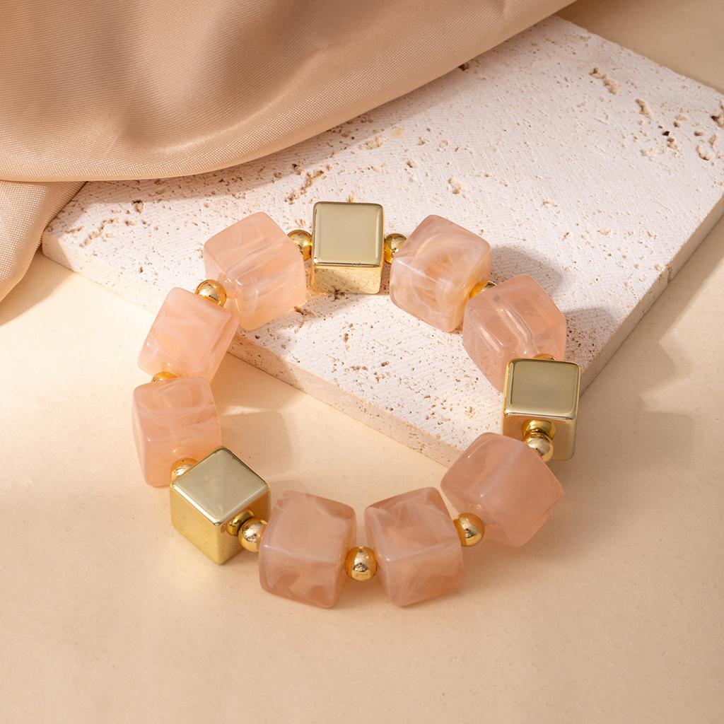 Персонализированный нишевый дизайн в стиле ретро, неправильный геометрический квадратный браслет из акриловых бусин