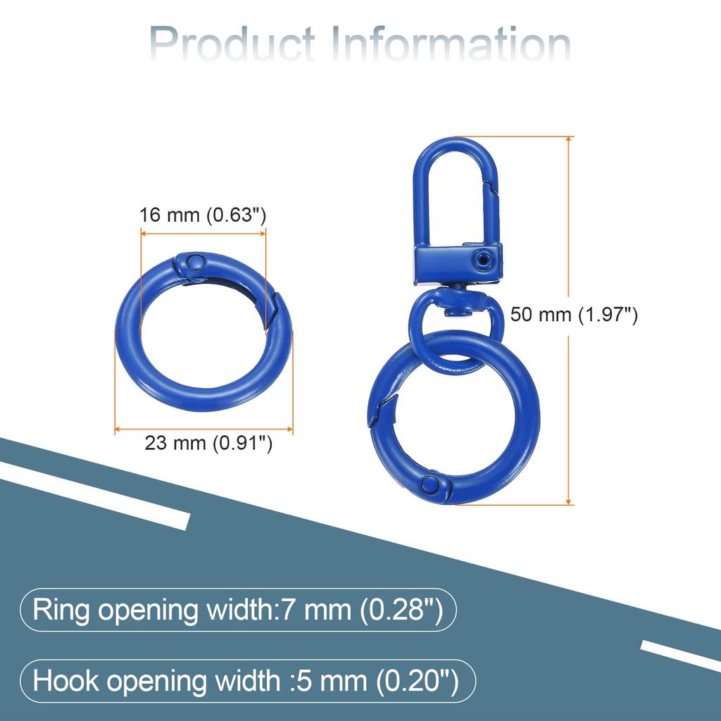 30pcs Lobster Claw Fastener Keychain Swivel Trigger Clips Zinc Alloy Colorful Key Chain Clips Snap Hook Jump Flat Split Ring DIY Craft Jewelry Making