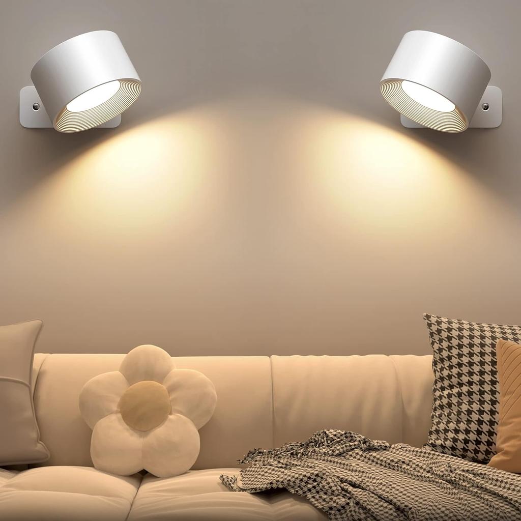 LED Indoor Wall Lamps with mah Rechargeable Battery 360 Rotation Wall Light Adjustable Modern Nordic Fixtures Bedroom Decor