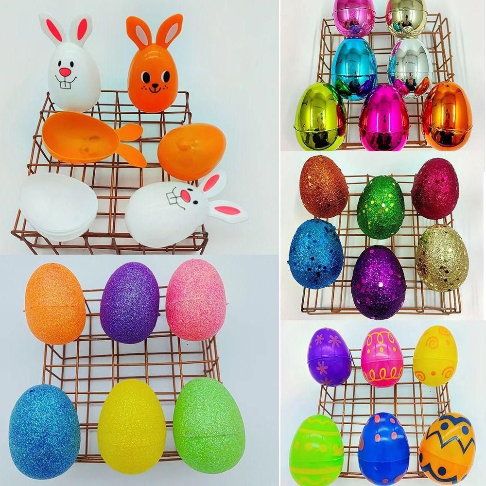 6Pcs Party Supplies Fillable Easter Eggs Favors Happy Easter Openable Egg Toys Plastic Easter Egg