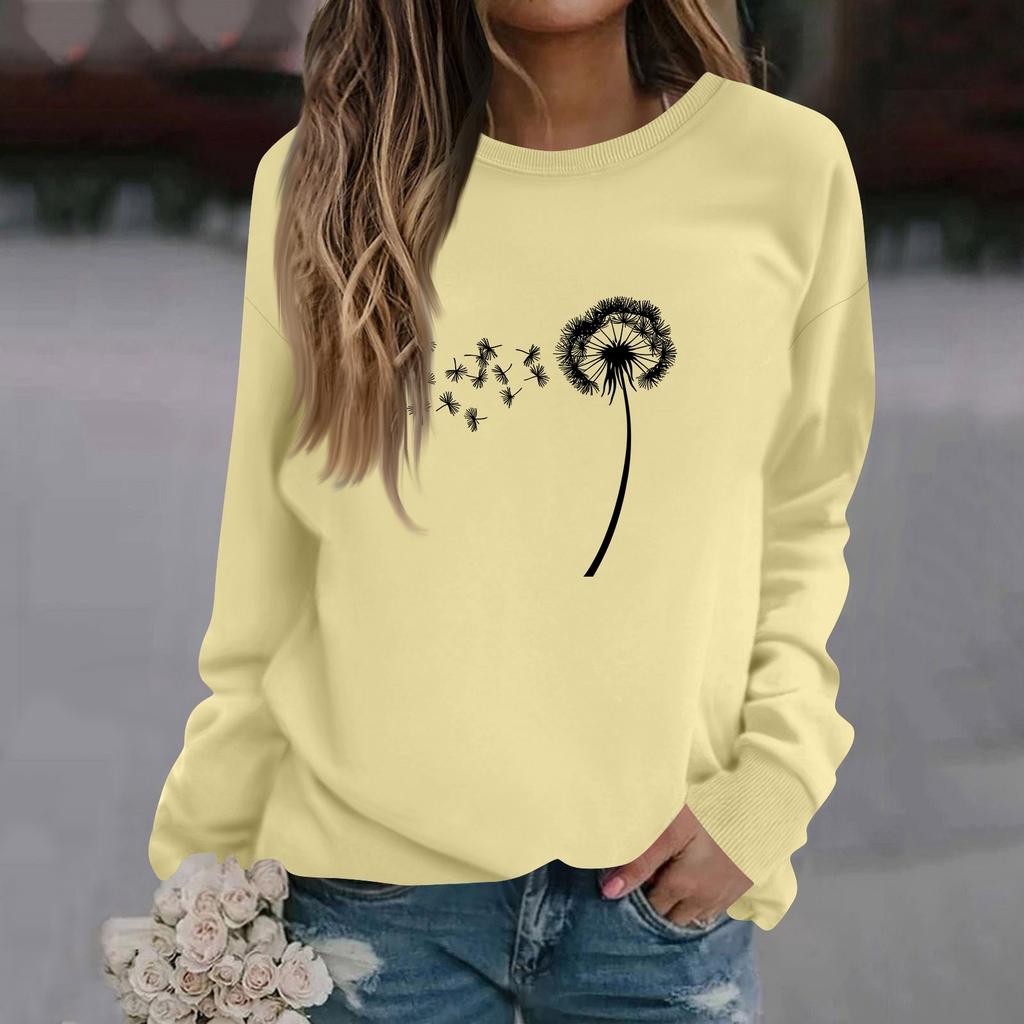 Женская модная повседневная толстовка с длинным рукавом и круглым вырезом с принтом