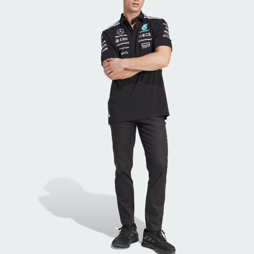 Adidas Мужская уличная футболка-поло Mercedes AMG Petronas Formula One Team черного/белого цвета JW5391
