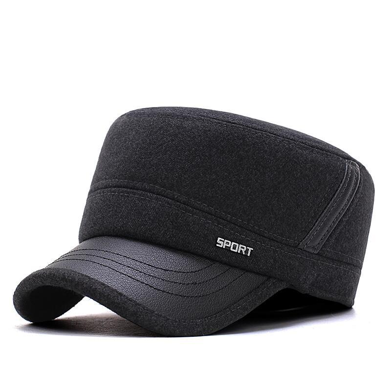 Men's Winter Wool Baseball Cap with Ear Protection for Middle-Aged/Elderly